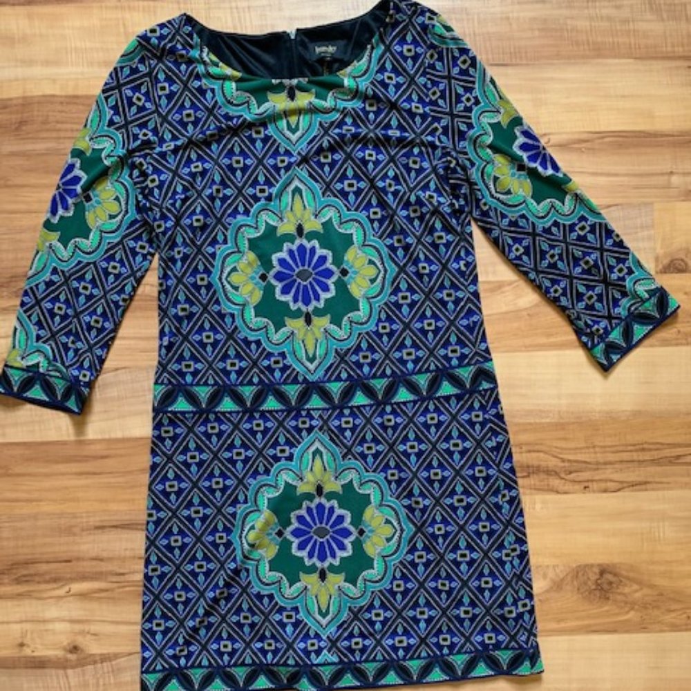 Laundry by Shelli Segal blue geometric shift dress